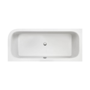 Ottofond Spirit Eckbadewanne, 180x80 cm, Weiß, Rechts. Aufsicht der Badewanne mit Ab- und Überlaufgarnitur.