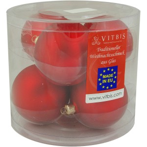 Vitbis Weihnachtskugeln Glas ø 8 cm 6 Stück Rot Matt
