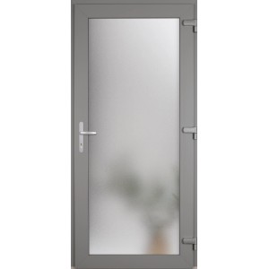 KM Meeth Vollglastür G74 27R Weiß-Fenstergrau Anschlag Rechts nach Außen öffnend