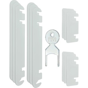 Bever Ausgleichsplatten für Bandseitensicherung 26 SW Weiss, mit Schlüssel, zur Anpassung von Fensterrahmen und -flügel.