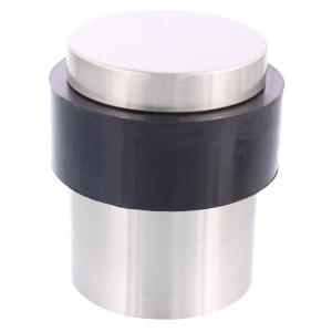 Wagner Bodentürstopper Big Ben, Edelstahloptik mit schwarzem Prallschutz, Ø 35 mm.