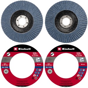 Einhell Fächerscheiben Set, 125mm, Körnung 40 und 80 für Winkelschleifer.