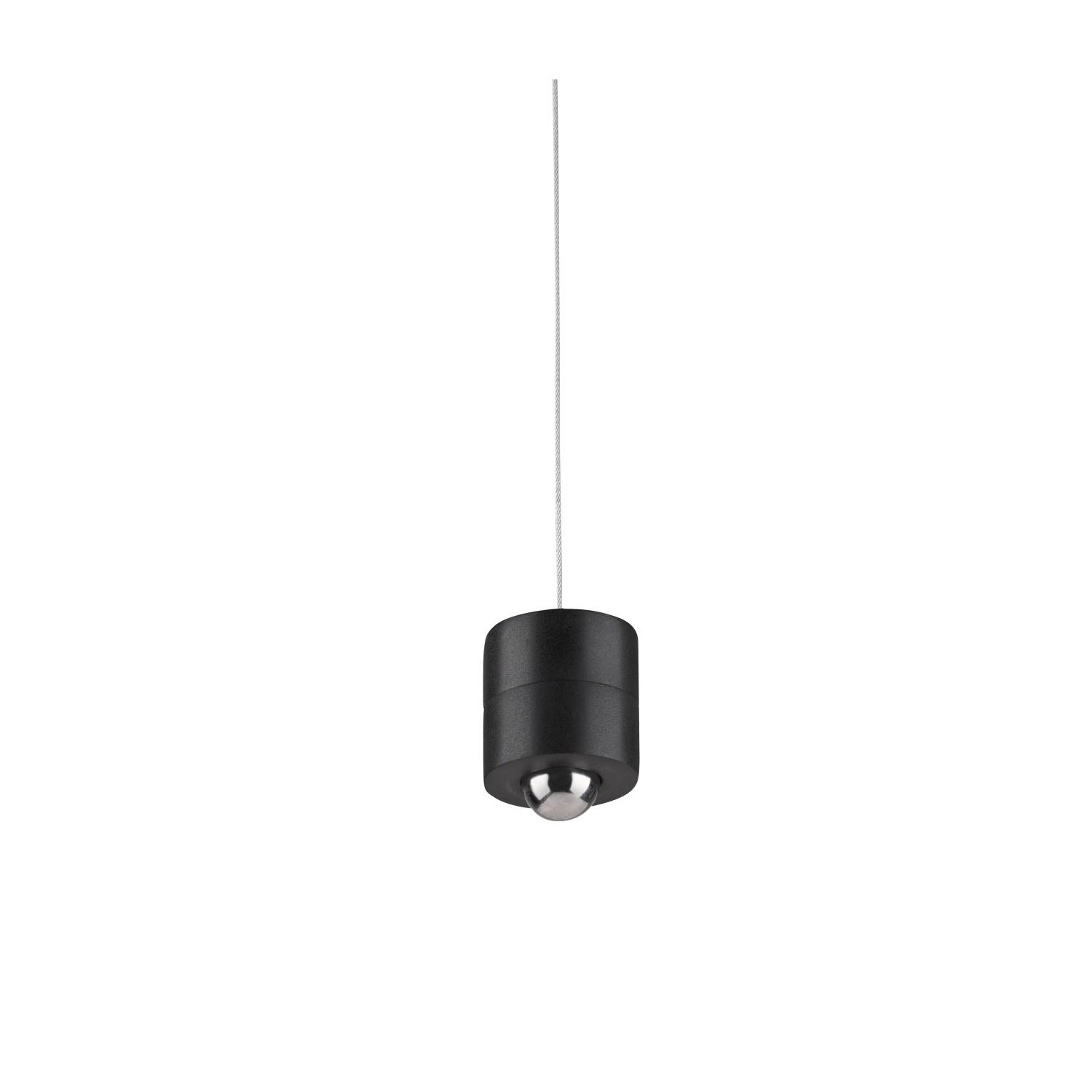 Schwarze LED-Akku-Pendelleuchte Attach, 120 cm, Ø 16 cm, für den Innenbereich.