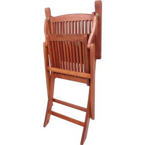 Zusammengeklappter Klapparmstuhl Stockholm, 2er-Set aus Eukalyptusholz für den Garten.