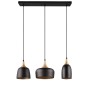 Moderne Trio Pendelleuchte Chiraz, 3-flammig, schwarz matt mit goldenen Akzenten.