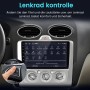 Junsun 9 Zoll Autoradio im Ford Focus 2 Armaturenbrett. Hand bedient Lenkradsteuerung für Medienfunktionen.