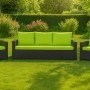 Setgarden Gartenmöbel-Set mit Sofa und Sesseln, Polyrattan, Kissen in Lemon.
