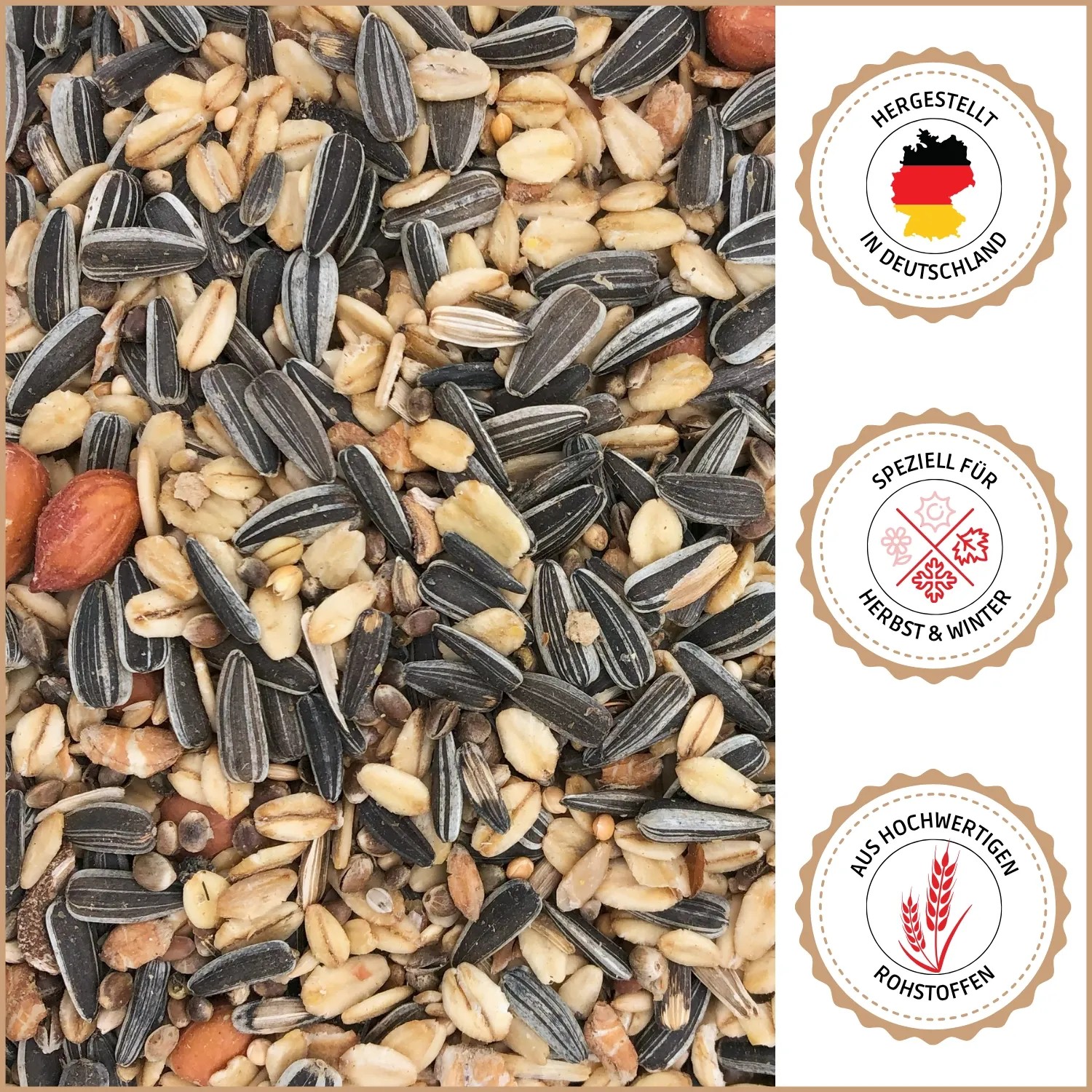 Supravit Winterfutter für Wildvögel: Energiereiches Streufutter mit Sonnenblumenkernen, Haferflocken und Nüssen.