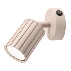 Beige Lamkur Wandleuchte Prisma mit Schalter, geriffelt, für GU10 Leuchtmittel.