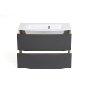 Held Möbel Einzelwaschtisch Salerno, 80 cm, Grau Matt, mit zwei Schubladen und weißem Waschbecken.