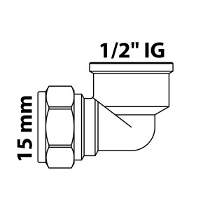 Kirchhoff Winkel 90° Klemmfitting, 15 mm x 18,7 mm (1/2 IG) für CU-Rohr, blank