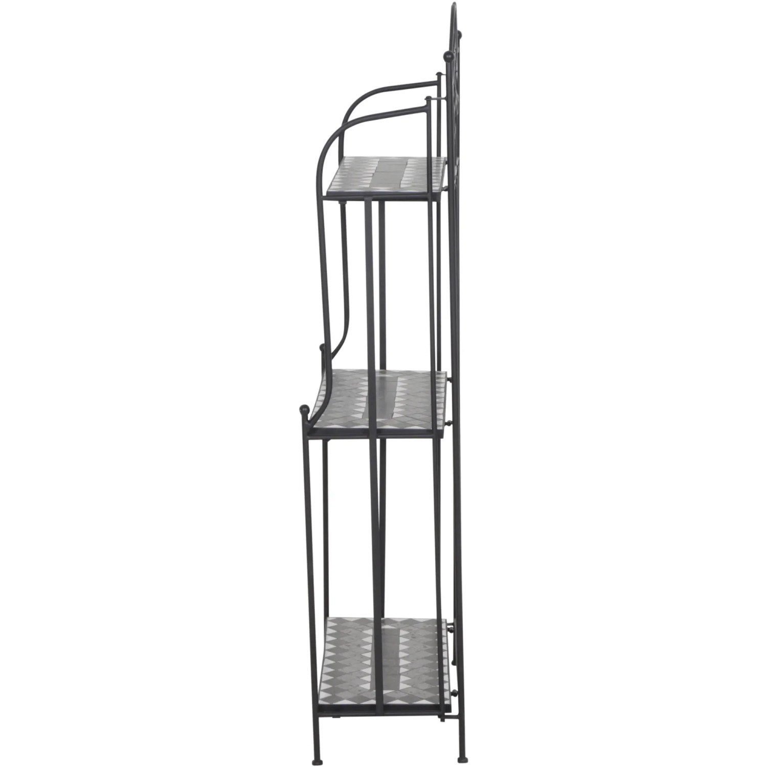 Siena Garden Regal Como, grau mit Mosaik-Optik, 3 Ablagen, Stahlgestell, 63x29x142 cm.