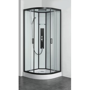 Sanotechnik Komplettduschkabine Sky 1 CL73 Schwarz mit Glasdach, Hand- und Überkopfbrause.