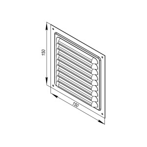 Aluminium Abdeckgitter 150x150 mm für Lüftung, mit Fliegengitter.