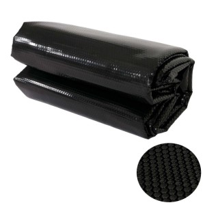 Schwarze MCW Pool Abdeckung, 400µm, rund, Durchmesser 4,57m, zusammengerollt.