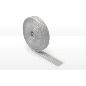 Grauer Schellenberg Rollladengurt Maxi, 23 mm breit und 6 m lang, aufgerollt.