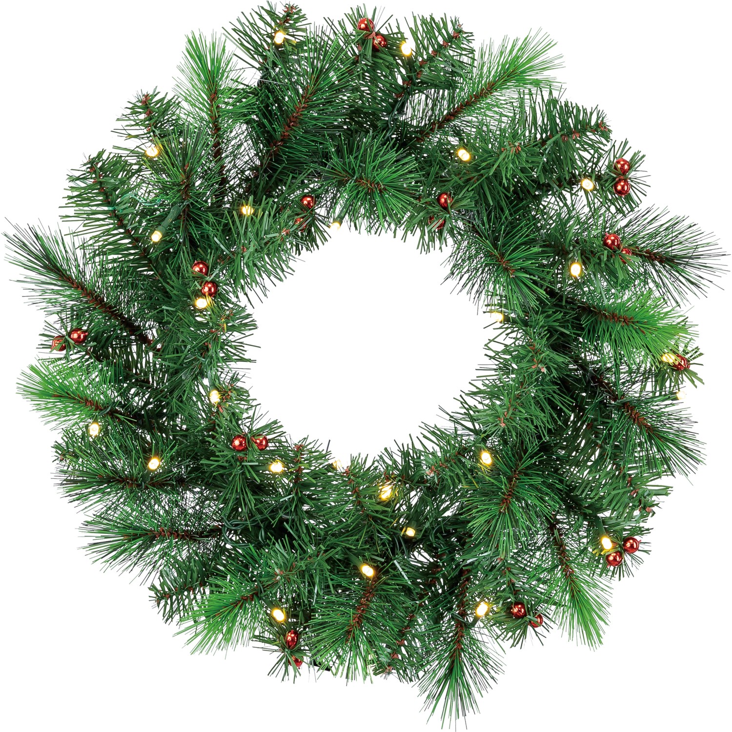 Weihnachtskranz mit LED-Beleuchtung Ø 45 cm x 10 cm Grün kaufen bei OBI