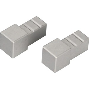 Zwei silbermatte Alu Abschlussprofile (Ecke) für 12 mm Fliesenschienen.