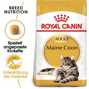 Royal Canin Maine Coon Adult Katzenfutter Trocken 4kg Packung mit Maine Coon Katze