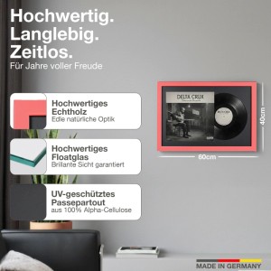 2er Set roter Schallplattenrahmen 40x60 mit Passepartout für Vinyl & Cover.