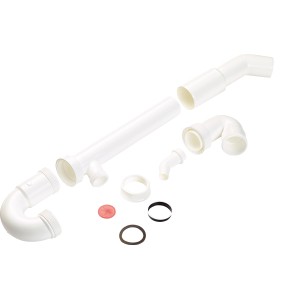 Weißer Röhrensiphon (44,8 mm) für Spüle, bestehend aus Rohren und Dichtungen.
