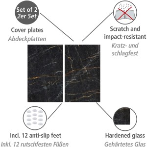 Allstar Herdabdeckplatten im Marmor-Design, 2er Set für Glaskeramikkochfelder.