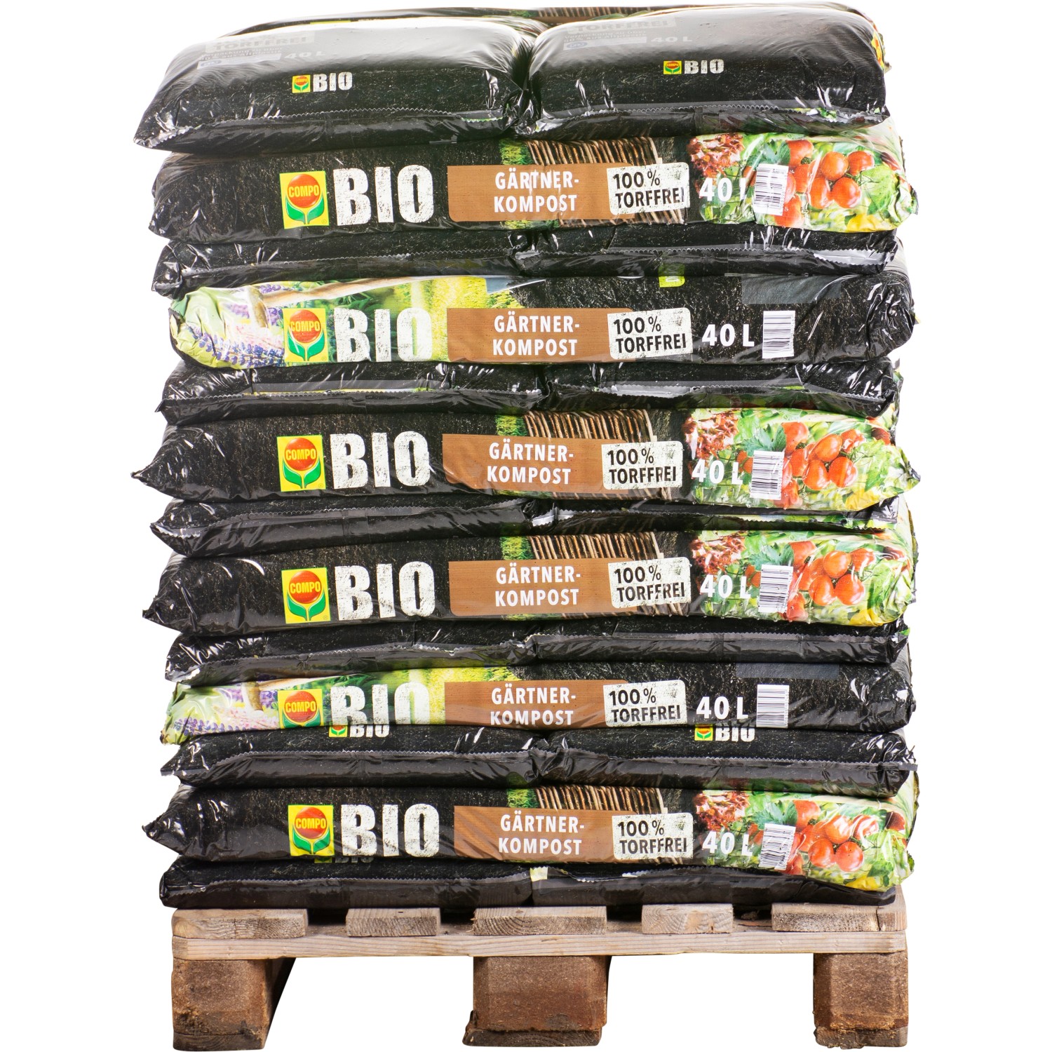 Palette Compo Bio Gärtnerkompost, 39 Säcke à 40L, torffreie Hochbeeterde.
