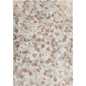 Teppich Masque 410 Elfenbein-Chrom, 160x230 cm, Lederteppich mit Metallic-Effekt.