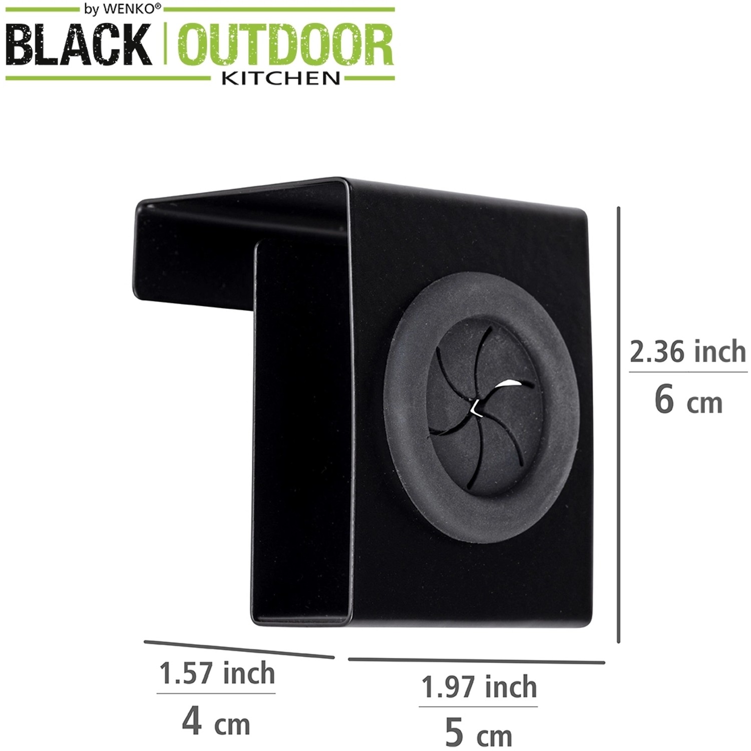 Wenko Haken Push, Edelstahl schwarz matt, für Grillutensilien, zur einfachen Anbringung an Schranktüren.