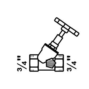 Schrägsitzventil mit Entleerung, Messing, 24,2 mm (3/4 IG).