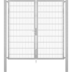 Feuerverzinktes Doppeltor Flexo Plus 200x200 cm mit Pfosten für Gartenzaun.