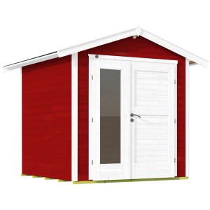 Weka Holz-Gartenhaus 224 A in Schwedenrot mit Design-Doppeltür und Satteldach.
