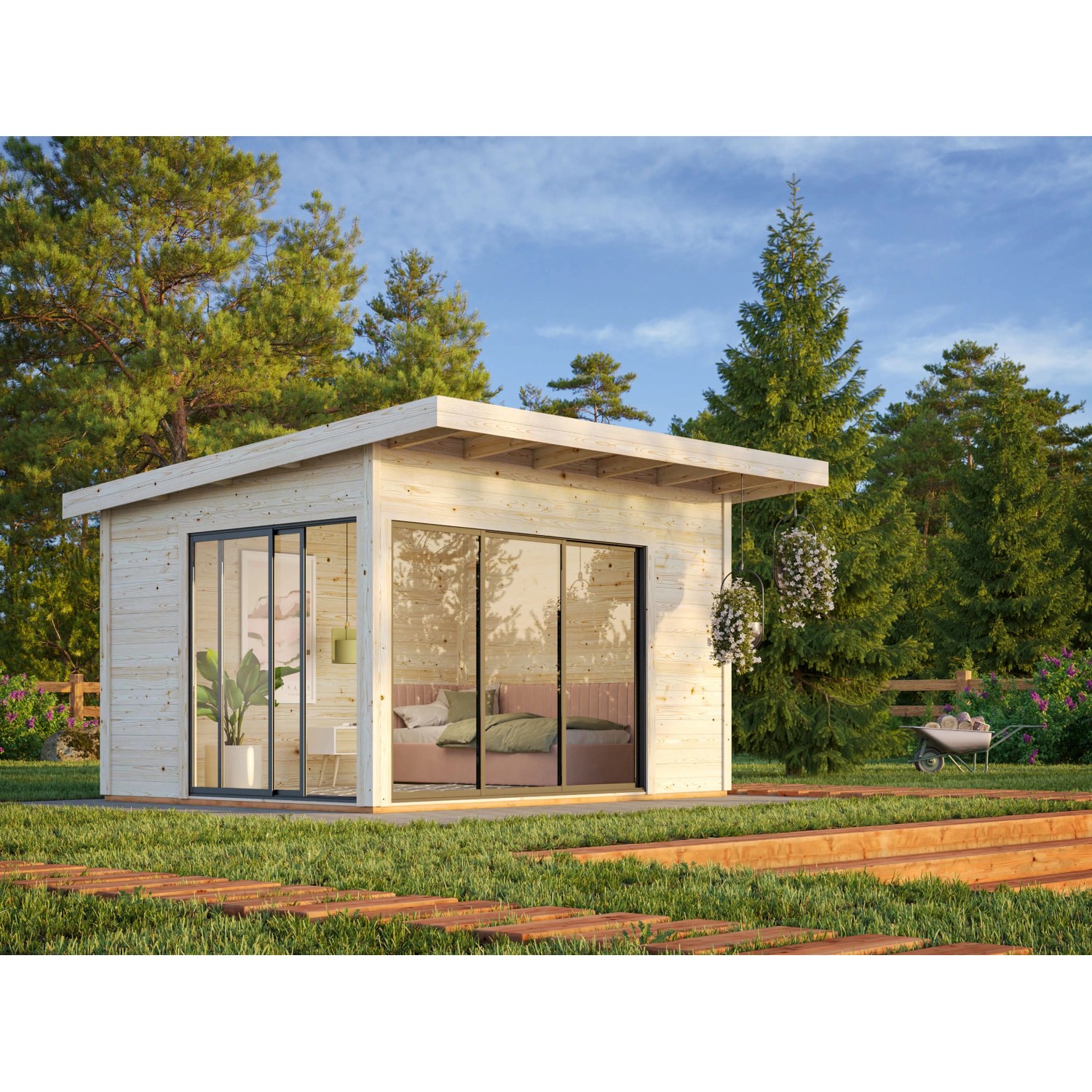Palmako Gartenhaus Andrea Slide Plus 390 x 300 cm Hellgrau-Anthrazit ...