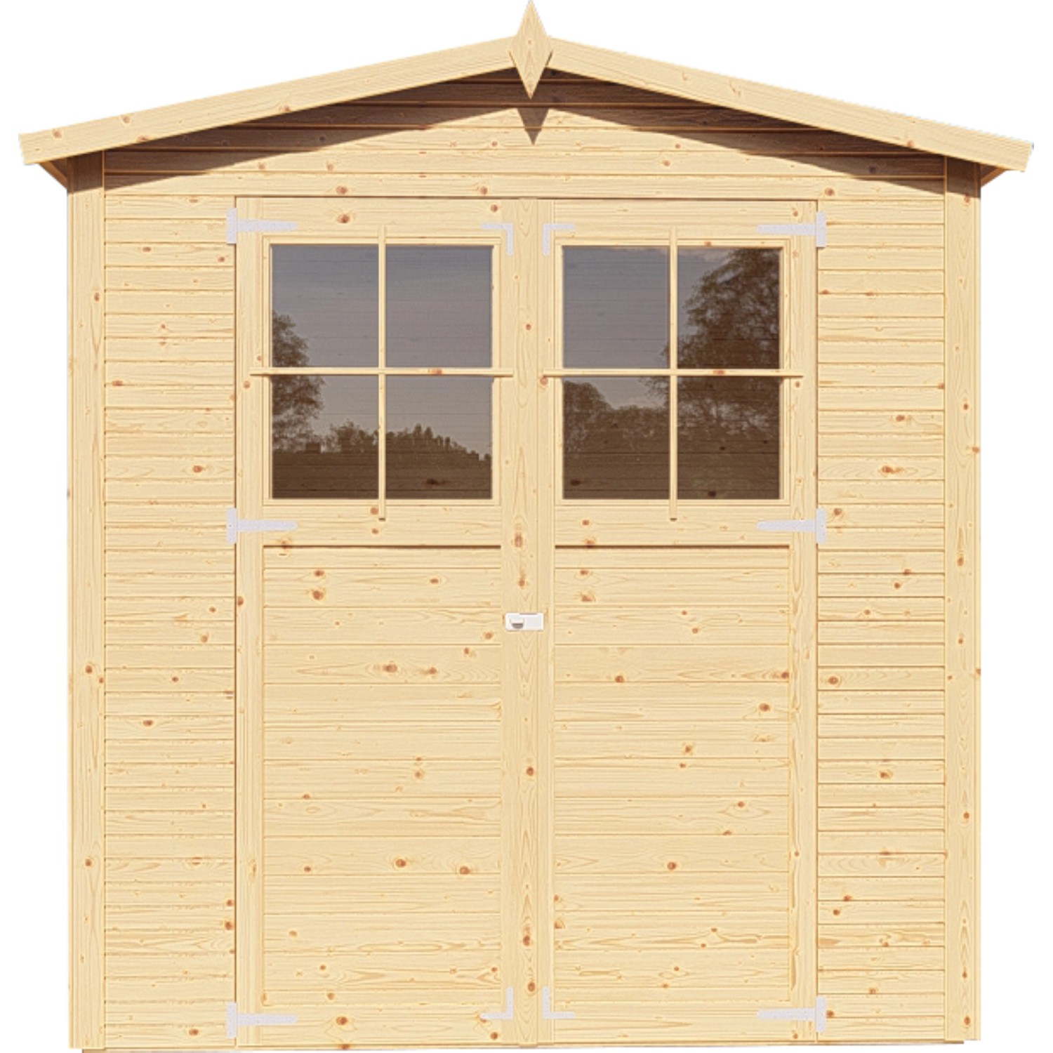 Bertilo Gerätehaus aus Naturholz mit Doppeltür und Fenstern