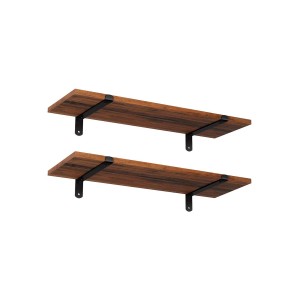 Songmics Schweberegale, 2er Set, 60 cm, braun-schwarz, für Bücher und Deko.