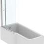 Ideal Standard Connect Air Duschwand aus Glas, beidseitig verwendbar, auf einer weißen Badewanne.