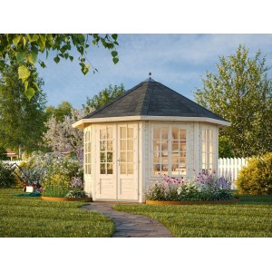 Palmako Holz-Pavillon Veronica 4: Unbehandelter Gartenpavillon aus Fichtenholz mit Sprossenfenstern.