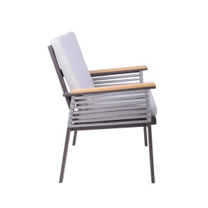 2er Set Garden Pleasure Stühle Denia, hellgrau mit Auflage. Gartenstuhl aus Aluminium und Seilbespannung.