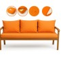 Orangefarbenes Bankkissen-Set für 3-Sitzer Gartenbank, 140x50 cm + 2 Rückenkissen.
