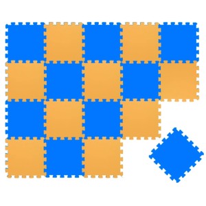 LittleTom Baby & Kinder Puzzlematte, 18 dunkelblaue & gelbe Schaumstoffteile, 30x30 cm, als Spielmatte.
