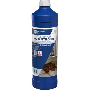 Blaues 1 l Flasche Öl- und Fettlöser für Fliesen, Beton und Kunststoffe.