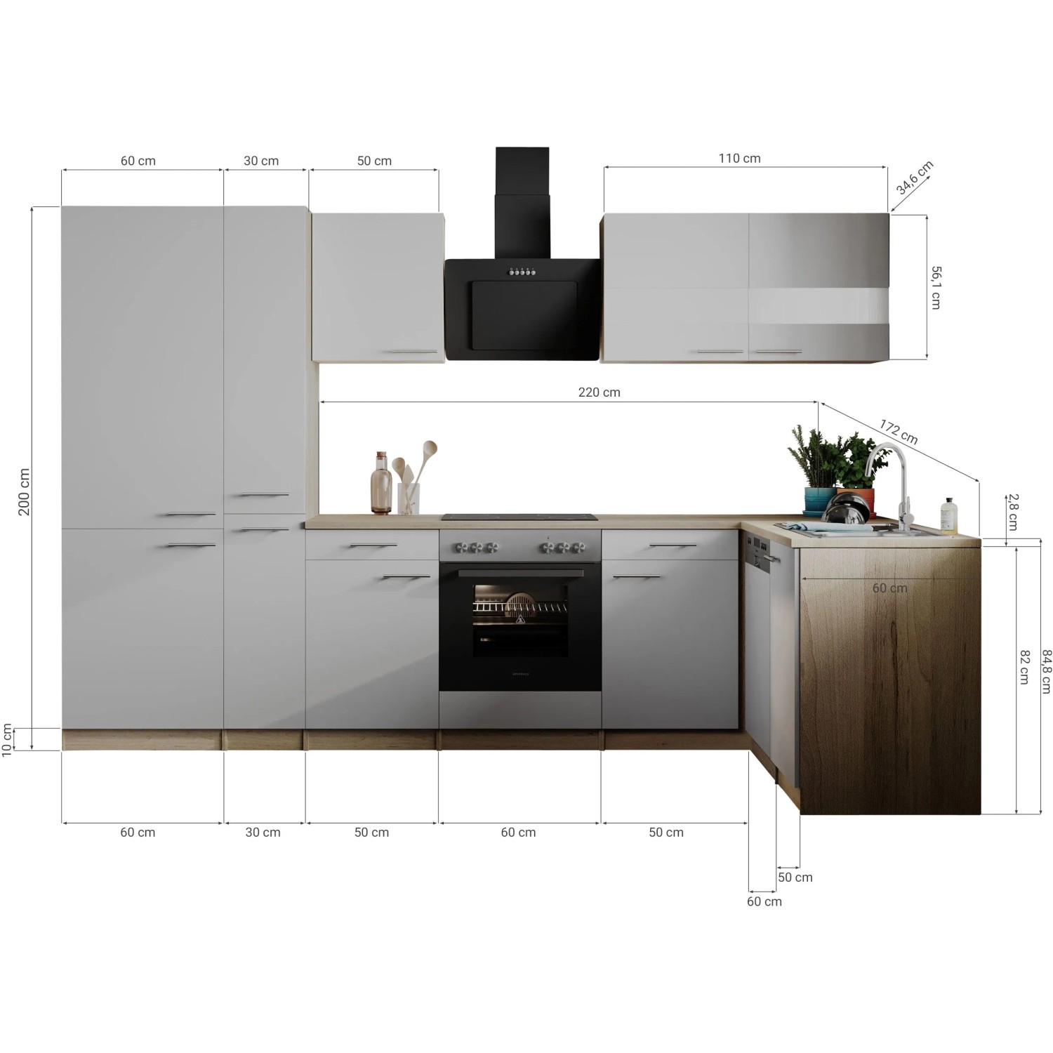 Respekta Winkelküche Merle 310 cm Grau_13