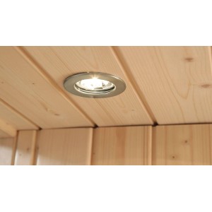 Detailaufnahme: Halogen-Spot in der Decke der Weka Infrarotkabine Osby 2.