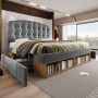 okwish Polsterbett 140x200cm mit Samtbezug Schubladen Jugendbett Grau ohne Matratze_6