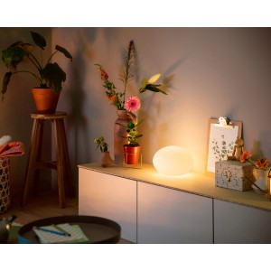 Philips Hue Flourish LED Tischleuchte, weiße Lampe mit Bluetooth Funktion.