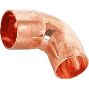 Kupfer Löt-Winkel Ø 22 mm, 90 Grad Bogen für Kupferrohr Installation.