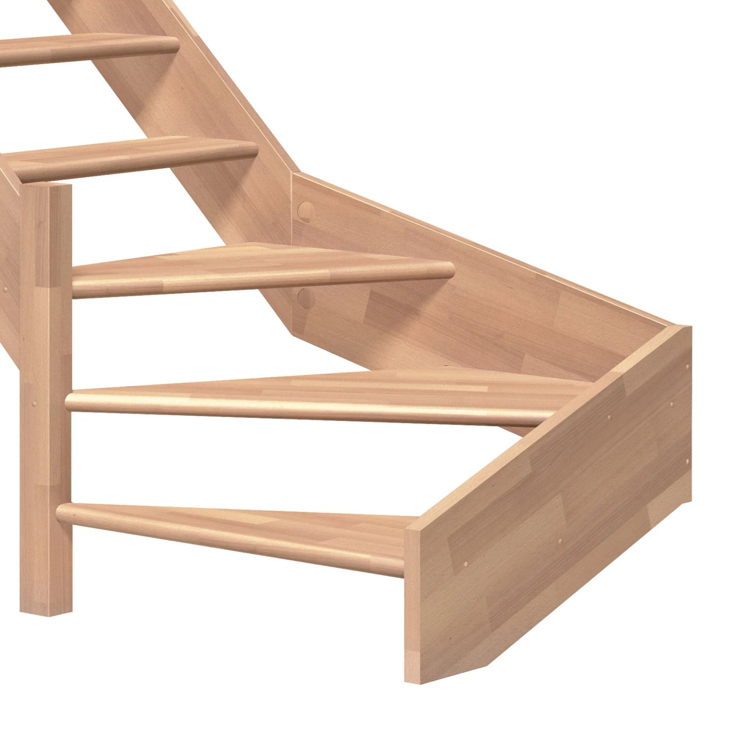 Dolle Wangentreppe Paris 1/4 gewendelt ohne Setzstufen Buche FSC_2