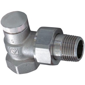 Eckige Herz Heizkörper Rücklaufverschraubung, 13 mm (1/2), aus vernickeltem Messing.