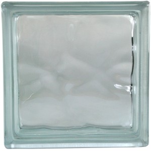 Klarer Glasstein Wolke, 19x19x8 cm, mit Schallschutz für Innen- und Außenbereich.