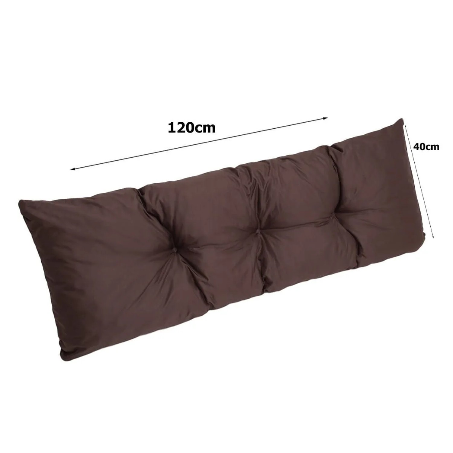 Braunes Paletten Rückenkissen 120x40 cm für Gartenmöbel, bequeme Sitzauflage.